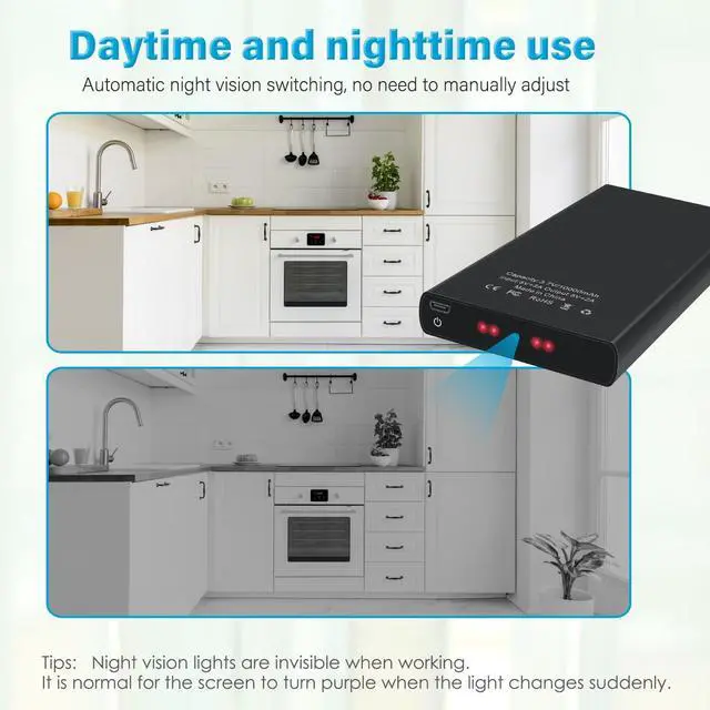 Alt view image 3 of 7 - 1080P 10000mAh Large Capacity Portable Power Bank Hidden Camera, 20 Hours Continuous Record Mini Security Nanny Spy Cam with Gravity Sensor/Motion Detection/Night VisionNo WiFi No Audio