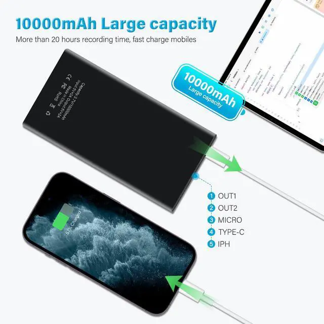 Alt view image 5 of 7 - 1080P 10000mAh Large Capacity Portable Power Bank Hidden Camera, 20 Hours Continuous Record Mini Security Nanny Spy Cam with Gravity Sensor/Motion Detection/Night VisionNo WiFi No Audio