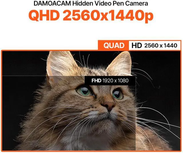 Alt view image 2 of 5 - QHD 2560x1440P 2K Hidden Camera Spy Camera Concealed Lens No Red Light Wide-Angle Nanny Security Surveillance Cam USB Type C No Audio