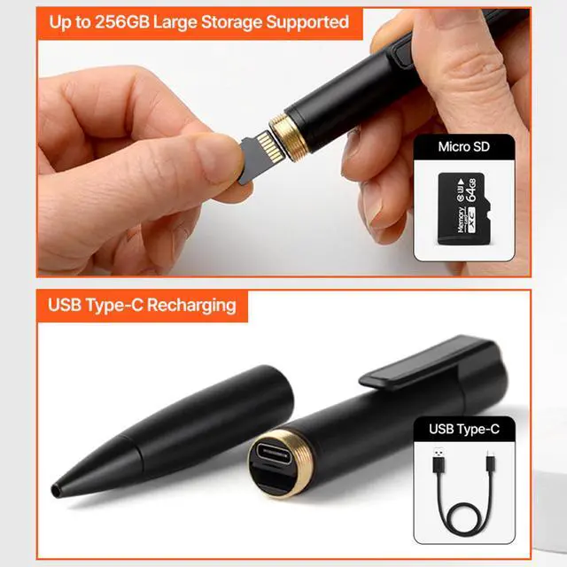 Alt view image 5 of 5 - QHD 2560x1440P 2K Hidden Camera Spy Camera Concealed Lens No Red Light Wide-Angle Nanny Security Surveillance Cam USB Type C No Audio