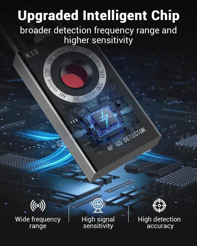 Alt view image 5 of 6 - Hidden Camera Detectors, Anti Spy Camera Finder, GPS Tracker Detector, Hidden Devices Detector for Airbnb, Hotels, Bathroom, Home, Office (Black)