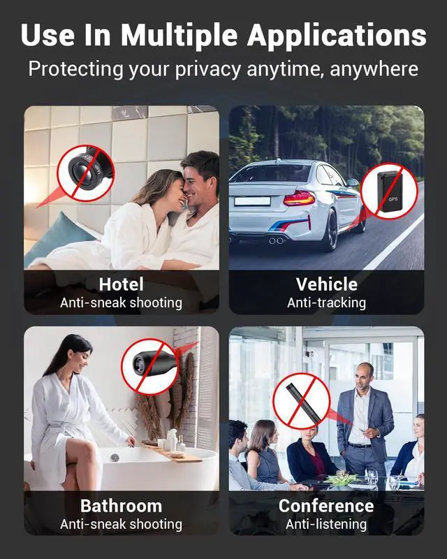 Alt view image 6 of 6 - Hidden Camera Detectors, Anti Spy Camera Finder, GPS Tracker Detector, Hidden Devices Detector for Airbnb, Hotels, Bathroom, Home, Office (Black)