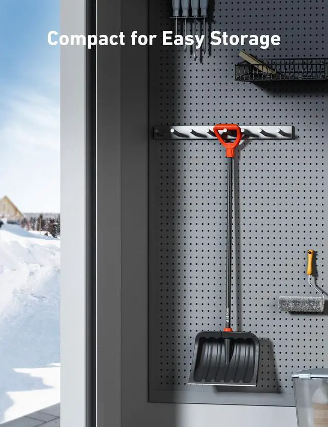 Alt view image 7 of 7 - 62" Heavy-Duty Snow Shovel with Adjustable Ergonomic D-Shape Handle, 17-Inch Wide Snow Shovel for Car with Stainless Steel Blade, Easily Remove Heavy Snow from Car, Driveway, Yard