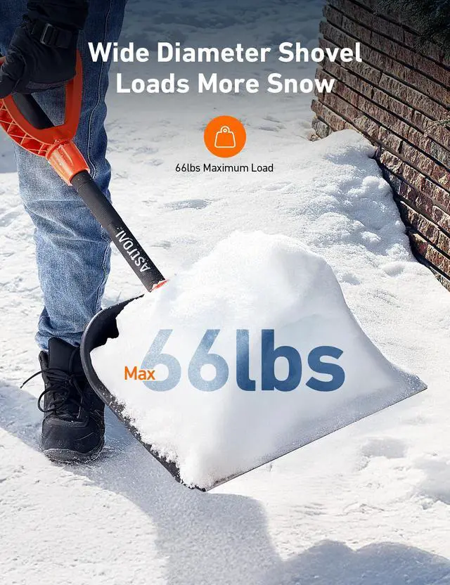 Alt view image 6 of 7 - 62" Heavy-Duty Snow Shovel with Adjustable Ergonomic D-Shape Handle, 17-Inch Wide Snow Shovel for Car with Stainless Steel Blade, Easily Remove Heavy Snow from Car, Driveway, Yard