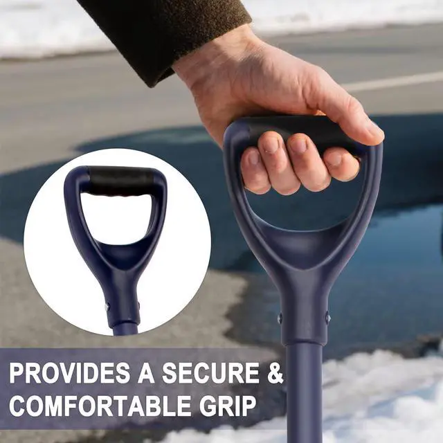 Alt view image 6 of 7 - Aluminum Snow Shovel - Large Capacity Driveway Snow Removal Tool, Fiberglass D-Handle, 45 Inch Blade