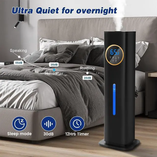 Alt view image 5 of 7 - Humidifiers for Bedroom, 2.1Gal/8L Humidifier large room with Essential Oil Diffuser, Top Fill Whole House Cool Mist Humidifiers for Plants Baby Kids Adults(Black)