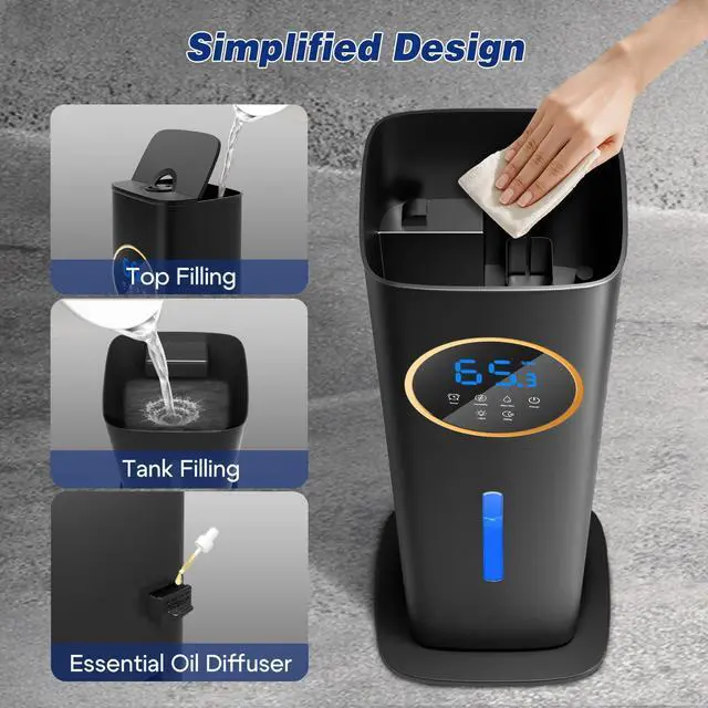 Alt view image 7 of 7 - Humidifiers for Bedroom, 2.1Gal/8L Humidifier large room with Essential Oil Diffuser, Top Fill Whole House Cool Mist Humidifiers for Plants Baby Kids Adults(Black)