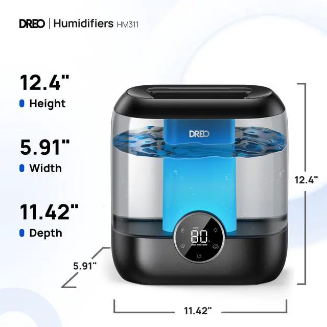 Alt view image 7 of 7 - 6L Top Fill Humidifiers for Bedroom, 60H Runtime 28 dB Quiet Supersized Cool Mist Air Humidifiers for Large Room, Baby Nursery, Plant, Indoor, Night Light, Easy to Clean, Precise Humidity Control