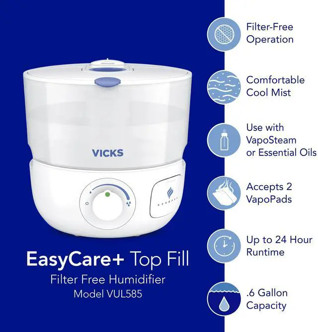 Alt view image 7 of 7 - EasyCare Plus Top Fill Filter-Free Cool Mist Humidifier, White