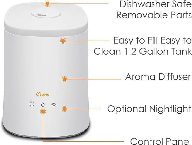 Alt view image 2 of 7 - Top Fill Ultrasonic Cool Mist Humidifier for Bedroom and Large Rooms, 1.2 Gallon Essential Oil Diffuser with Nightlight and Auto Shut-Off