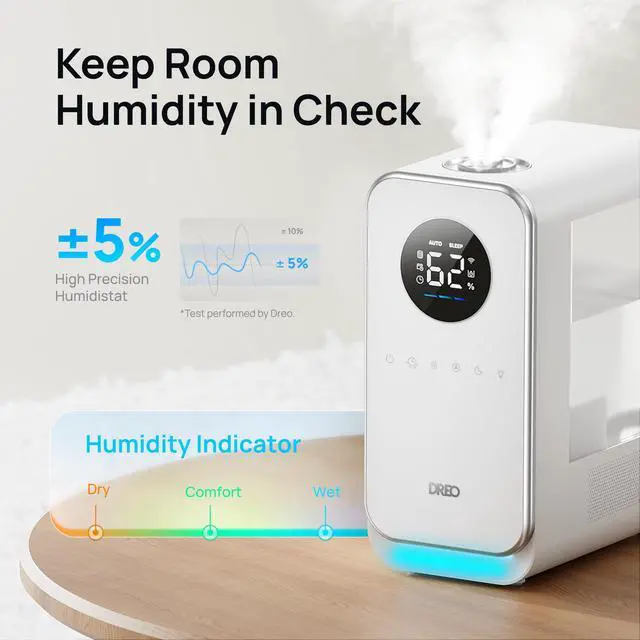 Alt view image 2 of 7 - Humidifiers for Bedroom, Top-filled Smart Quiet Cool Mist Humidifier for Large Room, 50 Hours Runtime for Home, Indoor Plants, Oil Diffuser & Nightlight for Baby Nusery, 5L, with Alexa/Google