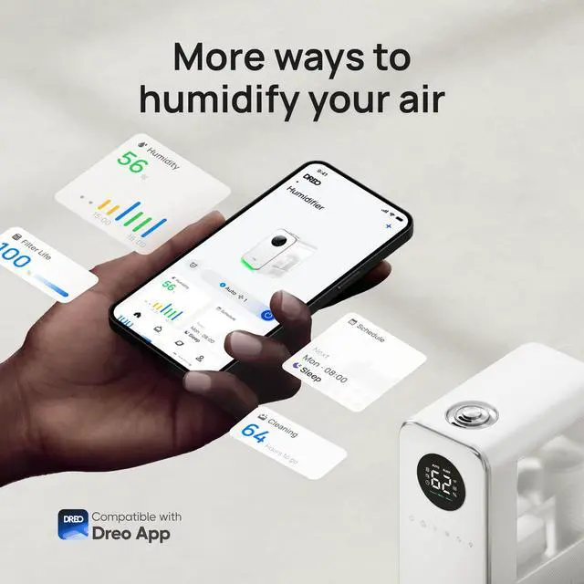 Alt view image 6 of 7 - Humidifiers for Bedroom, Top-filled Smart Quiet Cool Mist Humidifier for Large Room, 50 Hours Runtime for Home, Indoor Plants, Oil Diffuser & Nightlight for Baby Nusery, 5L, with Alexa/Google