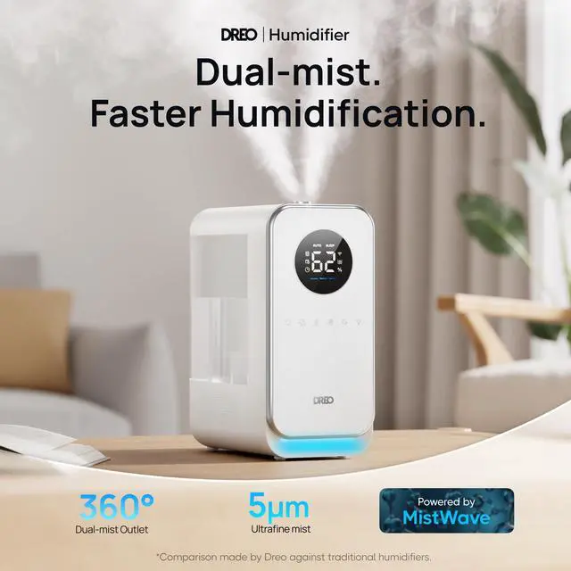 Alt view image 3 of 7 - Humidifiers for Bedroom, Top-filled Smart Quiet Cool Mist Humidifier for Large Room, 50 Hours Runtime for Home, Indoor Plants, Oil Diffuser & Nightlight for Baby Nusery, 5L, with Alexa/Google