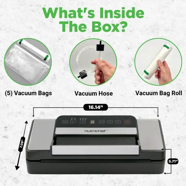 Alt view image 6 of 7 - Automatic Food Vacuum Sealer with Double Sealing Function, Electric Air Sealing System for Dry, Liquid & Moist Foods, Reduces Food Waste, Preserve Freshness of Proteins, Fruits, Vegetables