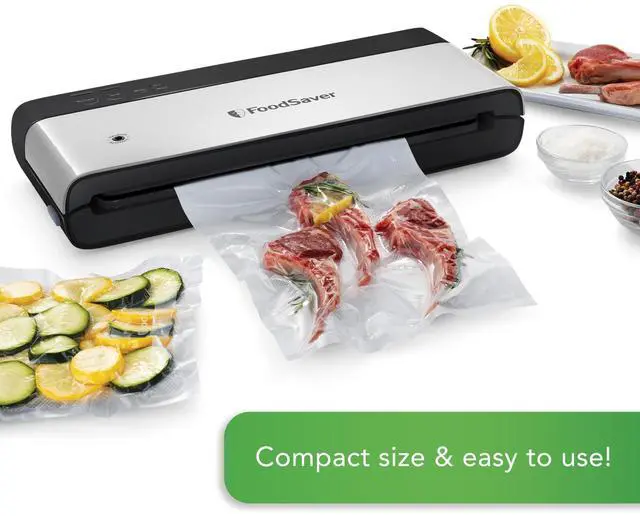 Alt view image 3 of 7 - PowerVac Compact Vacuum Sealing Machine Stainless Steel & Black Vertical Storage VS0150 | Preserves freshness reduces bag waste for both dry and wet food