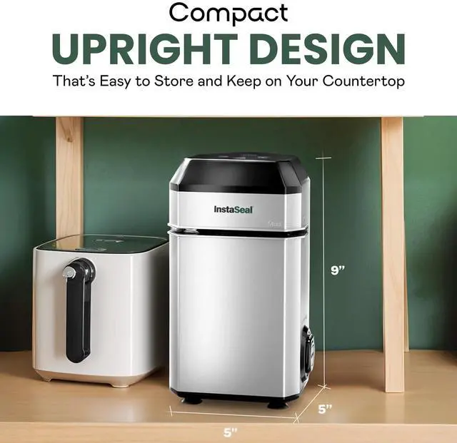 Alt view image 3 of 6 - InstaSeal Food Vacuum Sealer Machine, Upright Food Saver Vacuum Sealer Machine Allows to Vacuum Seal Liquids, Food Sealer Vacuum Sealer for Food Saves & Keeps Food Fresh Longer As Seen on TV Products