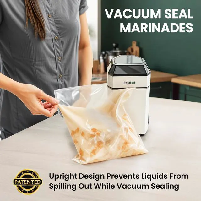Alt view image 4 of 6 - InstaSeal Food Vacuum Sealer Machine, Upright Food Saver Vacuum Sealer Machine Allows to Vacuum Seal Liquids, Food Sealer Vacuum Sealer for Food Saves & Keeps Food Fresh Longer As Seen on TV Products
