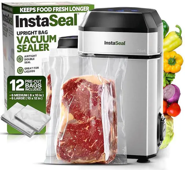 Main image of InstaSeal Food Vacuum Sealer Machine, Upright Food Saver Vacuum Sealer Machine Allows to Vacuum Seal Liquids, Food Sealer Vacuum Sealer for Food Saves & Keeps Food Fresh Longer As Seen on TV Products