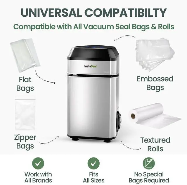 Alt view image 5 of 6 - InstaSeal Food Vacuum Sealer Machine, Upright Food Saver Vacuum Sealer Machine Allows to Vacuum Seal Liquids, Food Sealer Vacuum Sealer for Food Saves & Keeps Food Fresh Longer As Seen on TV Products