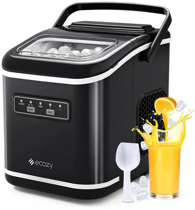 Main image of Countertop Ice Maker, Portable, Self-Cleaning, 9 Bullet Ice Cubes in 6 Mins, 26lbs/24Hrs, Ice Maker Machine with Ice Bags, Handle, Standing Scoop and Basket, Black