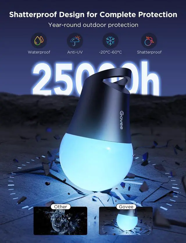 Alt view image 3 of 7 - Smart Outdoor String Lights 2, 144ft Outdoor Lights with Dimmable Warm White LED Bulbs, 47 Scene Modes for Patio, Backyard, Balcony, IP65 Waterproof, Works with Alexa, App Control