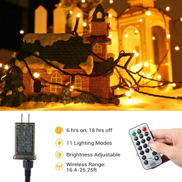 Alt view image 5 of 7 - Outdoor Christmas Tree Lights, 65.67 ft 200 LED Indoor String Light | Warm White to Colored Xmas Lights, Remote 11-Function Connectable Twinkle Mini Lights Color Changing for Garland Window House