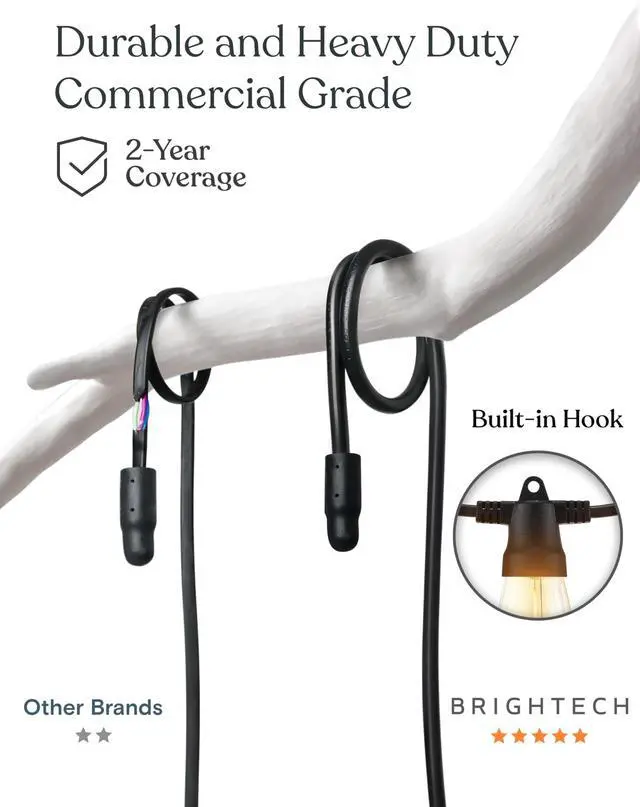 Alt view image 5 of 7 - 104 (52x2) FT Ambience Pro Solar Powered Outdoor LED String Lights - Waterproof Remote Control Lights - 32 Bulbs, 7W Solar Powered Soft White Light for Camping, Patio, Garden