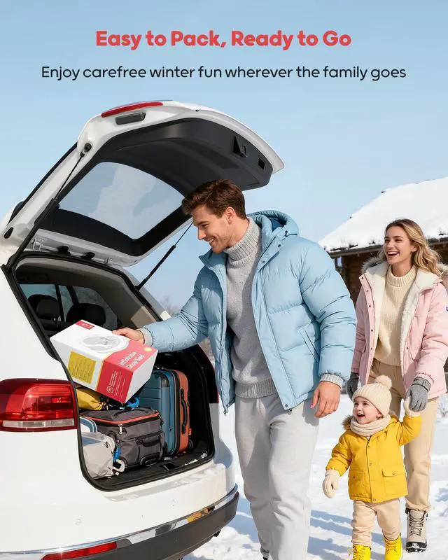 Alt view image 6 of 7 - Snow Sled for Toddlers 1-3 with Canvas Cover, Inflatable Baby Sled with 3-Sided Protection, Tow Strap & Handles, Kids Snow Tube for Skiing & Sledding Outdoor Toys (Red)