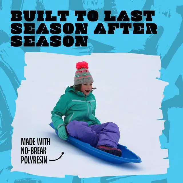 Alt view image 7 of 7 - Winter Lightning Snow Sleds for Kids and Adults (3-Pack) - 48 Inch Toboggan Style Plastic Sled with Hard Bottom for Fast, Smooth Rides - 1 or 2 Riders (Blue, Green, Orange)