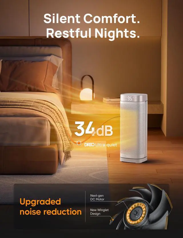 Alt view image 5 of 6 - Space Heaters for Indoor Use, 1500W Fast Heating Portable Heaters with Remote, Large PTC Ceramic Electric for Bedroom, 12H Timer, 70° Oscillation, Overheat Protection, Safety Heat for Home Office