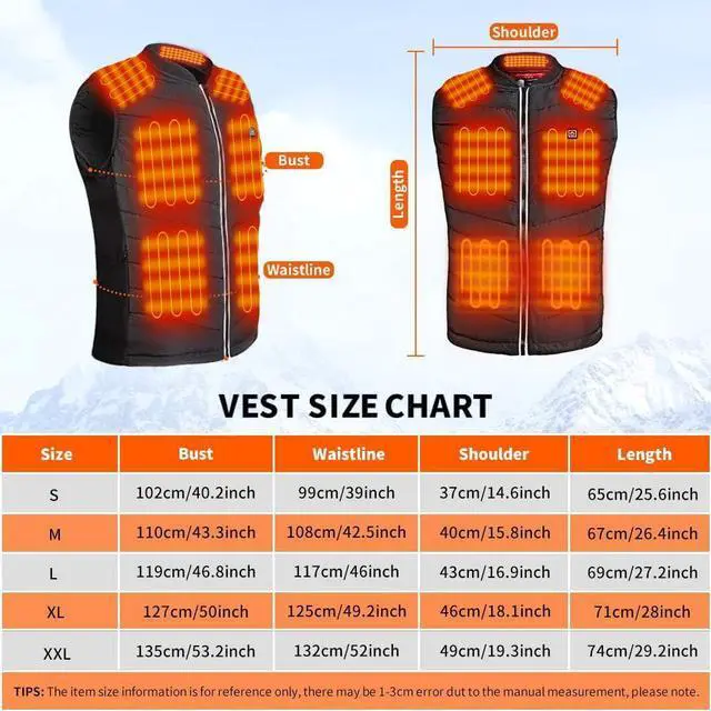 Alt view image 5 of 7 - Heated Vest, 8 heating zones,USB Charging Heating Vest Washable Body Warmer with Battery Pack for Outdoor