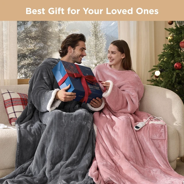 Alt view image 6 of 7 - Wearable Heated Blanket with Foot Pocket & Sleeves, 50x71+18" Cream | Preheat Function, Sherpa Electric Robe Throw, Gifts for Women, 6 Heat/6 Timer (Up to 10H) Settings, 8H Auto Shut Off, ETL/FCC