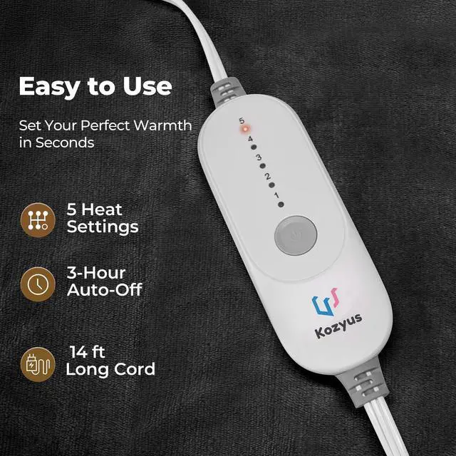 Alt view image 3 of 7 - Wearable Heated Blanket with Foot Pocket & Sleeves, Electric Blanket Heated Robe for Women & Men, 5 Heat Settings, 3H Auto-Off, Machine Washable, ETL Certified, Gift-Ready, 50x70 Inches, Grey