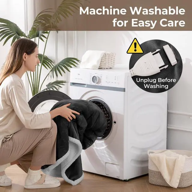 Alt view image 7 of 7 - Wearable Heated Blanket with Foot Pocket & Sleeves, Electric Blanket Heated Robe for Women & Men, 5 Heat Settings, 3H Auto-Off, Machine Washable, ETL Certified, Gift-Ready, 50x70 Inches, Grey