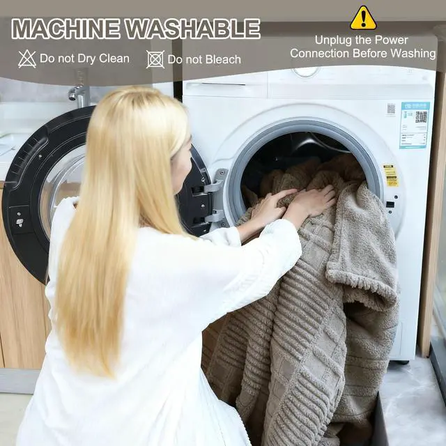 Alt view image 6 of 7 - Heated Blanket King Size, 90x100 Electric Blanket Heating Waffle with Dual Controllers, Fast Heating with 12 Heat Levels & 12 Hours Auto Off, with ETL & FCC for Bed(Light Gray)