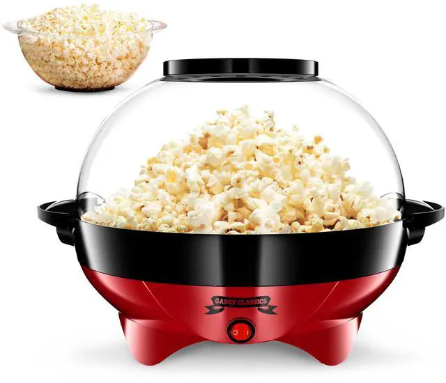 Main image of Popcorn Machine 800W Electric Hot Oil Popcorn Maker with Non-Stick Plate, Lid & Stirrer Large 24-Cup Popper for Home, Parties, Movie Night Butter, Sugar & Spice Compatible (Red)