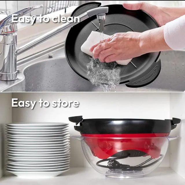 Alt view image 5 of 7 - Popcorn Machine 800W Electric Hot Oil Popcorn Maker with Non-Stick Plate, Lid & Stirrer Large 24-Cup Popper for Home, Parties, Movie Night Butter, Sugar & Spice Compatible (Red)