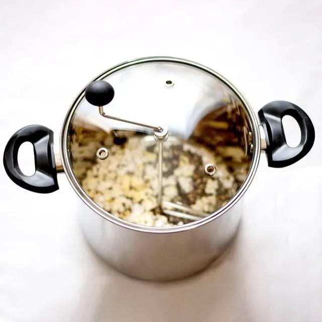 Alt view image 2 of 7 - Manual Stovetop Popcorn Popper, Stainless Steel Popcorn Maker with Stirring Rod, No Measuring Needed, Doubles as Cooking Pot