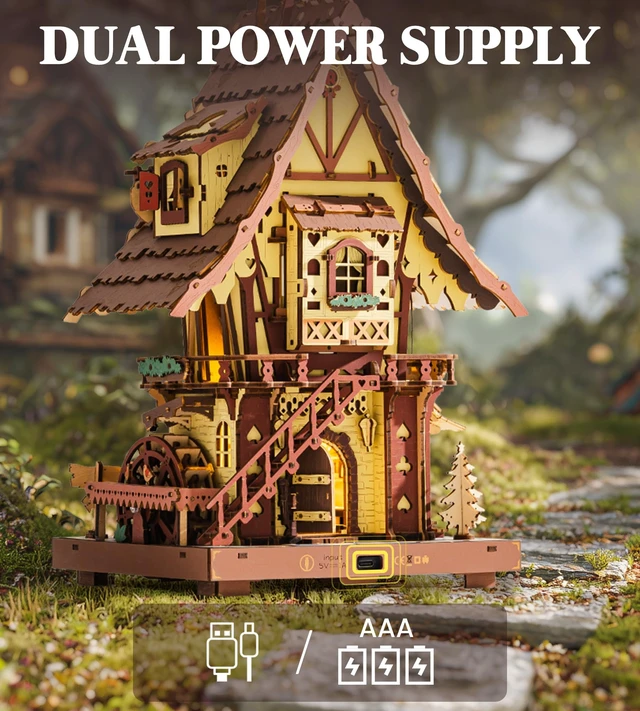 Alt view image 3 of 7 - Cuckoo Clock 3D Wooden Puzzle with LED Light & Hourly Chime for Adults | DIY Wooden Clock Model Building Set, Unique Gift for Women Men