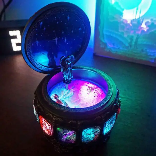 Alt view image 3 of 7 - Vintage Music Box with Constellations Rotating Goddess LED Lights Twinkling Resin Carved Mechanism Musical Box with Sankyo 18-Note Wind Up Signs of The Zodiac Gift for Birthday (A1 Upgraded)