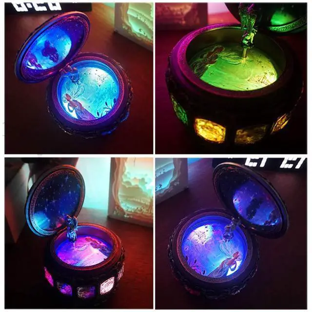 Alt view image 5 of 7 - Vintage Music Box with Constellations Rotating Goddess LED Lights Twinkling Resin Carved Mechanism Musical Box with Sankyo 18-Note Wind Up Signs of The Zodiac Gift for Birthday (A1 Upgraded)