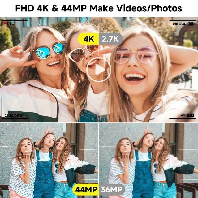 Alt view image 2 of 7 - Digital Camera FHD 4K Kids Camera 44MP with 64GB SD Card (Blue) | Autofocus