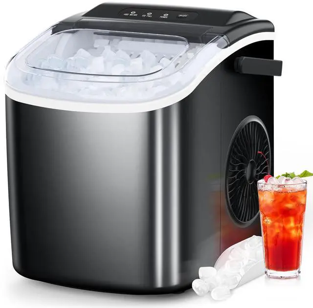 Main image of Ice Maker Countertop, Portable Ice Machine with Self-Cleaning, 26.5lbs/24Hrs, 9 Bullet Ice Cubes in 6 Mins, Ice Basket and Scoop, Ideal for Home, Kitchen, Bar, Camping