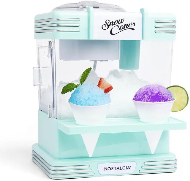 Main image of Snow Cone Shaved Ice Machine - Retro Table-Top Slushie Machine Makes 20 Icy Treats - Includes 2 Reusable Plastic Cups & Ice Scoop - Aqua