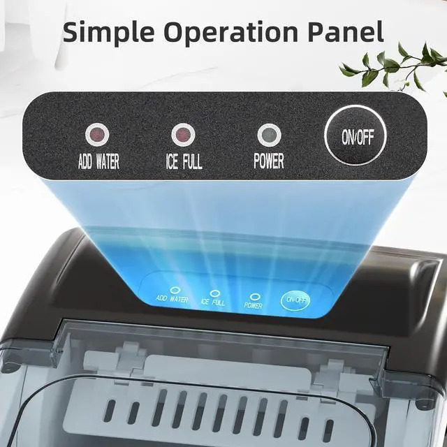 Alt view image 4 of 7 - Ice Maker Countertop, Portable Ice Machine with Carry Handle, 26Lbs Per Day, 9 Cubes Ready in 6 Mins, Self-Cleaning Ice Makers with Ice Scoop and Basket for Kitchen/Office/Party (Black)