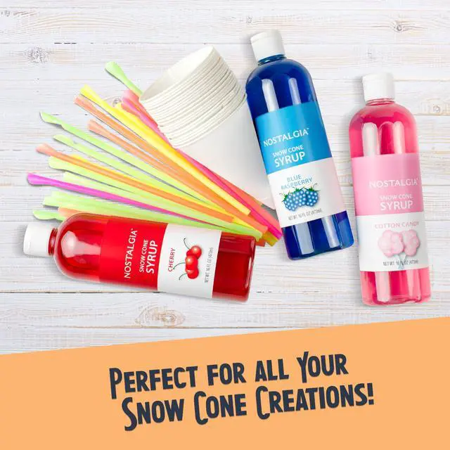 Alt view image 6 of 7 - Snow Cone Shaved Ice Machine - Retro Table-Top Slushie Machine Makes 20 Icy Treats - Includes 2 Reusable Plastic Cups & Ice Scoop - Aqua