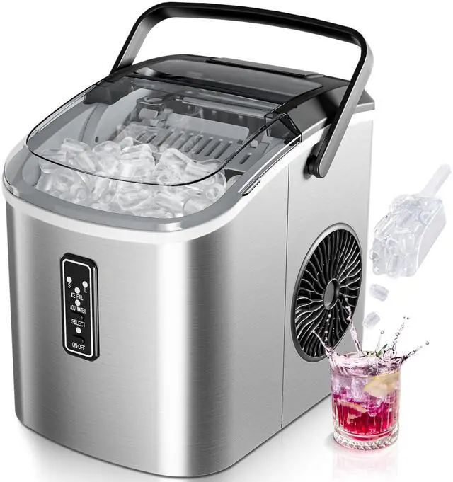 Main image of Ice Maker Countertop with Carry Handle, 9 Cubes Ready in 6 Mins, 26.5lbs/24H, Self-Cleaning, 2 Sizes of Bullet Ice with Basket and Scoop, Portable Ice Maker Machine for Home, Kitchen, Office