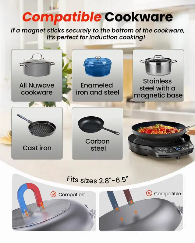 Alt view image 7 of 7 - Portable Induction Cooktop Diamond with Probe, Advanced Countertop Burner, 91 Temps from 100°F to 500°F, 12Shatter-Proof Ceramic Glass & 6.5Heating Coil, Ideal for RV Camp,Small Apt,Travel