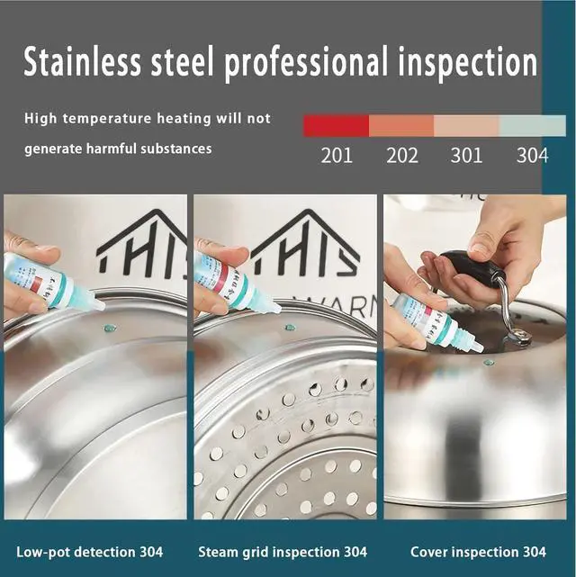 Alt view image 6 of 7 - Steamer Pot for Cooking 14.2 inch Steam Pots with Lid 2-tier Stainless Steel Steaming Pot Multipurpose Cookware with Handle for Vegetable, Dumpling, Stock, Sauce, Food