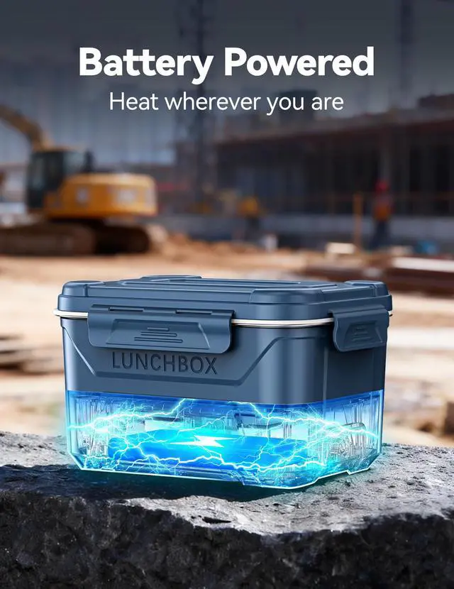 Alt view image 2 of 7 - Cordless Electric Lunch Box for Adults,5.5 Cups Rechargeable Self Heating Lunch Box-Automatic Heating,Food Warmer with Memory Function & Automatic Keep Warm,Perfect for Work and Trip(Blue)